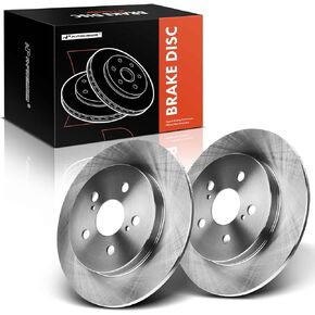 A-Premium 10.20 inch (259mm) Rear Solid Disc Brake Rotors Compatible with Select Lexus, Pontiac and Toyota Models - Corolla, Matrix, Prius, Prius AWD-E, Plug-In, Prius Prime, CT200H, Vibe, 2-PC Set