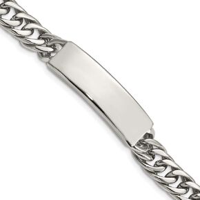 Bracelet White Stainless Steel bracelet ID Curb Open Back 8.5 in 10 mm