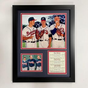 Legends Never Die "Tom Glavine, Greg Maddux and John Smoltz Framed Photo Collage, 11 x 14-Inch (11179U), Black