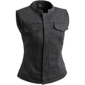 First Mfg Co - Lexy - Women's Motorcycle Biker Riding Denim, Twill Vest