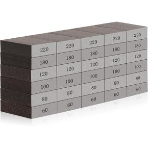Rocaris 12 Pack Sanding Blocks, Washable and Reusable Sanding Sponge Fine Coarse for Wood and Drywall 60, 80, 100, 120, 180, 220 Grit