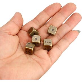 5 Pieces 6-Sided Dice 13MM Solid Metal Game Dice Set Zinc Alloy Polyhedral Dice for Board Game (Silver with Colored Points)