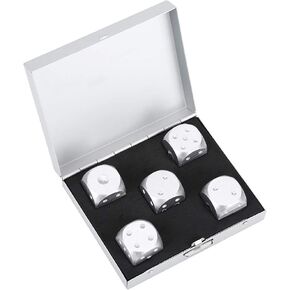 6 Sided Metal Dice Set, DND Dice Set with Storage Box Table Game Poker Games Dice Accessory (Silver Square Box)
