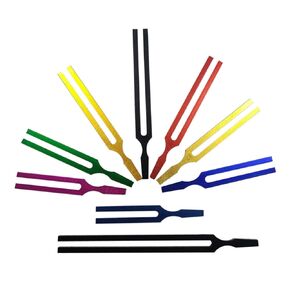 Radical Starter Kit Premium Colored Solfeggio Tuning Fork - Set of 9 Tuning Forks Perfect for DNA Healing w Mallet, Sound Therapy,(174 Hz, 285 Hz, 396 Hz, 417 Hz, 528 Hz, 639 Hz etc)