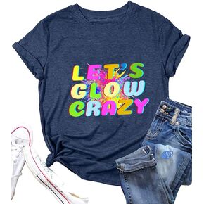 قميص Let's Glow Crazy طويل الأكمام للنساء من قميص عتيق برسومات 80 و90