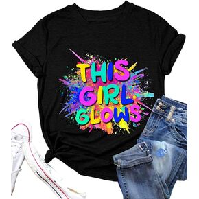 Let's Glow Crazy Long-Sleeve Shirt for Women 80 90's Vintage Shirt Graphic Top