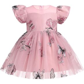 IDOPIP Flower Girls Butterfly Tutu Dress for Kids Baby Communion Wedding Party Dresses Toddler Pageant Birthday Tulle Gowns