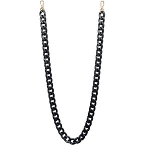 DIY 40 Inches Acrylic Purse Chain Bag Chain Plastic Handbag Chain Strap Shoulder Cross Body Strap Purse Handles Bag Replacement Straps with Metal Buckles (Black, 40" (100cm))