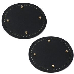 Semetall 2Pcs Round Leather Bag Bottom,Bottom Shaper Pad Bag Cushion Base with Holes for Handbag for DIY Knitting Bag Handmade Purse Tote Handbag Making,5.9"×5.9"