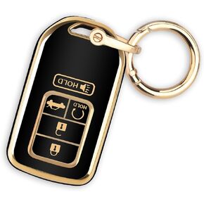 QBUC for Honda Key Fob Cover Case with Keychain for Honda Accord Civic CR-V CRV Pilot Passport Insight EX EX-L 5 Buttons