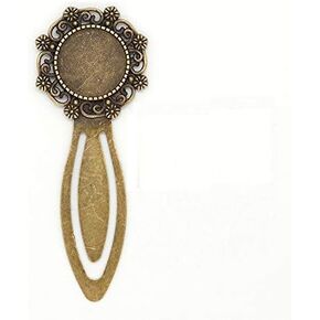 SHUNAE 10pcs Antique Bronze 18mm Round Cabochons Bookmarker Blank Bases Trays for DIY Jewelry Making and Book Marker Making (003)