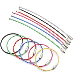 12pcs 6-Inch Steel Wire Keychain Cables, Large Stainless Steel Keyring Retainers for Travel Luggage Tag Holders