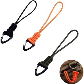 3 Pack Paracord Keychain Lanyard Triangle Buckle Lock Clip Hook Strap Clasp Parachute Rope Hanging Carabiner for Outdoor Survival Tactical Camping Backpack Fishing