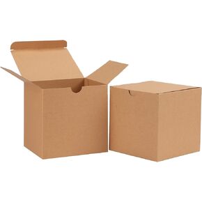 CRUGLA 100 Packs 4x4x4 Gift Boxes with Lids for Present, Kraft Paper Gift Boxes Bulk for Mugs, Candles, Cupcake Boxes, Small Gift Boxes Square for Party Wedding Birthday Valentine's Day