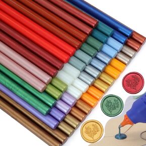 52 Pcs Wax Seal Sticks Mixed Colors, Andotopee Glue Gun Sealing Wax Sticks for Wax Seal Stamp, Mini Wax Seal Glue Gun Sticks Include Gold Green Red Assorted Colors for Envelope Seal Craft (26 Colors)