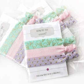 Ice Cream Party Favors, Hair Ties Bracelets, Birthday Themes for Girls, Supplies and Decorations (5 Pack)