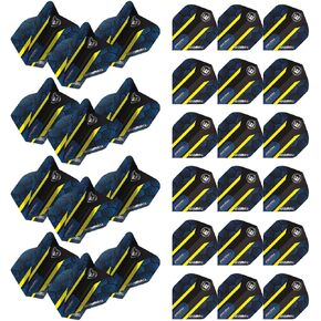 Winmau Prism Alpha Blue & Yellow Hexagon Extra Thick Dart Flights - 10 Sets per Pack (30 Dart Flights in Total)