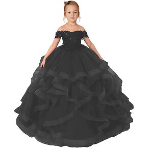 Lace Appliques Puffy Ball Gown Pageant Dress Flower Girl Dresses First Communion Party Gowns