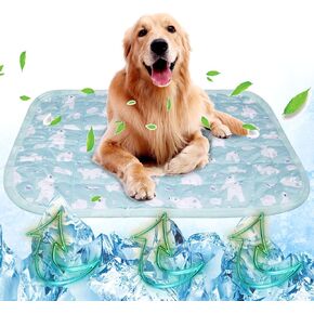حصيرة تبريد للكلاب الأليفة، حصيرة تبريد ذاتية للحيوانات الأليفة من الحرير الجليدي قابلة للغسل للكلاب والقطط، وسادة نوم من حرير الجليد الصيفي غير قابلة للانزلاق وقابلة للطي وقابلة لإعادة الاستخدام للأماكن الداخلية والخارجية 16 بوصة × 20 بوصة in Kuwait