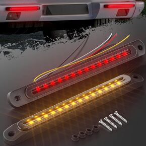 10'' LED Trailer Tail Lights Bar Red Brake Stop Marker Light Strip Amber Turn Signal Sequential Flow Identification Light Assembly w/Waterproof Smoked Lens for Truck Pickup Offroad RV ATV Van