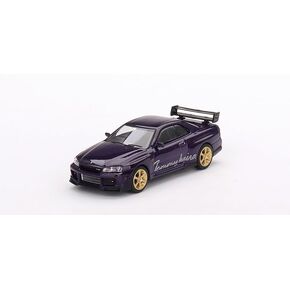 True Scale Miniatures Model Car Compatible with Nissan Skyline GT-R (R34) Tommykaira R-z Midnight Purple 1/64 Diecast Model Car MGT00616