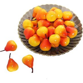 20Pcs Artificial Pears, Fake Fruits Lifelike Simulation Pears Decoration Faux Fruits Model Realistic Orange Pears for Home Kitchen Party Photo Props Decoration