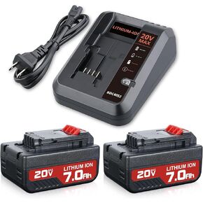 2Pack 7.0Ah Battery Replacement for Porter Cable 20V Battery + PCC692L Charger Replacement, Compatible with PCC685L PCC680L PCC682L PCC685LP for 20-Volt Lithium-ion Battery