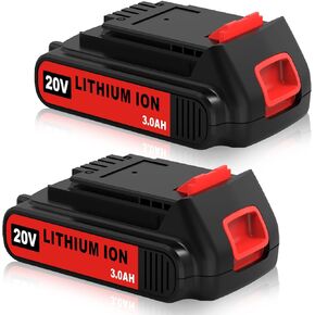 2 Pack【Upgraded to 3.0Ah】LBXR20 Replacement Battery Compatible with Black Decker 20V Lithium battery LB20 LBX20 LST220 LBXR2020-OPE LBXR20B-2 LB2X4020 20 Volt Max Li-ion Cordless Power Tool (Black)