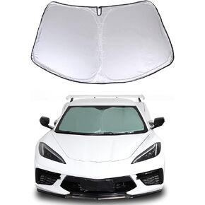 Windshield Sunshade Fit for Chevrolet Corvette C8 2020-2024, Folding Car Sun Shade for Front Window, Auto Sun Protection Visors Blocks UV Rays and Keeps Vehicle Cool, 1PCS