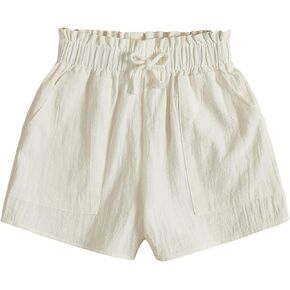 Floerns Girl's Summer Bow and Real Pocket Elastic Waist Wide Leg Short Pants