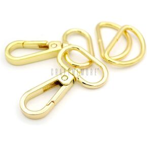 CRAFTMEMORE 10 Sets Gold Finish Snap Hook Lobster Clasp Swivel Push Gate Fashion Clip with D Ring Craft FSD1 (1 Inch)