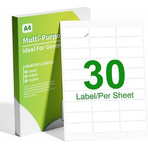 Label KINGDOM 1" x 2-5/8" Address Labels 3000 Labels Mailing Labels for Laser & Inkjet Printer 8.5"×11" White 30 per Sheet, 100 Sheets