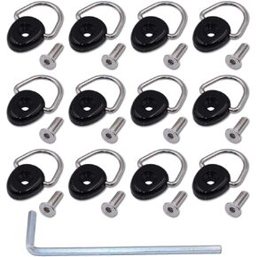 METER STAR 12 Pack of Fishing Rigging D-Ring Kayak with 304 M6 Screw Kit for Boat Canoe Kayak,Give Free Install Tools