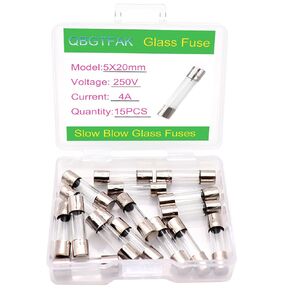15 Pack T6.3AL250V 5x20 mm 6.3A 250V Fuses 0.2x0.78 Inch 6.3A amp 250 V Slow Blow Glass Fuses (6.3A)
