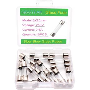 15 Pack T6.3AL250V 5x20 mm 6.3A 250V Fuses 0.2x0.78 Inch 6.3A amp 250 V Slow Blow Glass Fuses (6.3A)