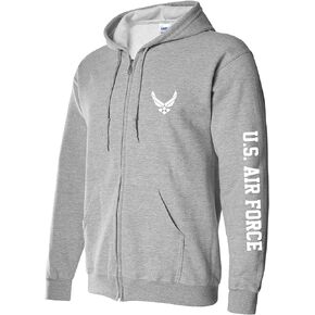 zerogravitee U.S. Air Force White Sleeve Print Full-Zip Hooded Sweatshirt