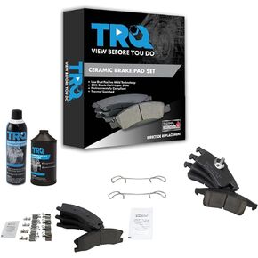 TRQ Ceramic Brake Pad Kit Front & Rear Kit w/Chemicals Compatible with 1999-2004 Jeep Grand Cherokee