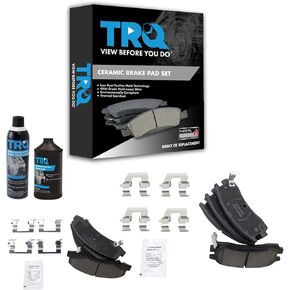 TRQ Front & Rear Ceramic Brake Pad Kit w/Chemicals Compatible with Chevy Impala Monte Carlo