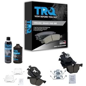 TRQ Front & Rear Premium Ceramic Disc Brake Pad Kit w/Chemicals Compatible with BMW X5 X6