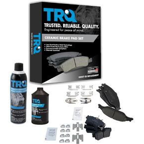 TRQ Front & Rear Premium Ceramic Disc Brake Pad Kit w/Chemicals Compatible with Ford Mustang