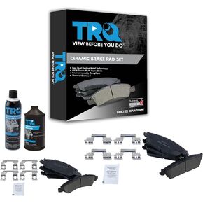 TRQ Ceramic Brake Pad Front & Rear Kit w/Chemicals Compatible with GMC Chevy Cadillac