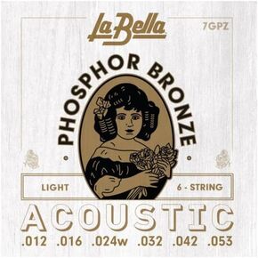 La Bella 7GPZ Phosphor Bronze Acoustic Guitar Strings - Light 12-53
