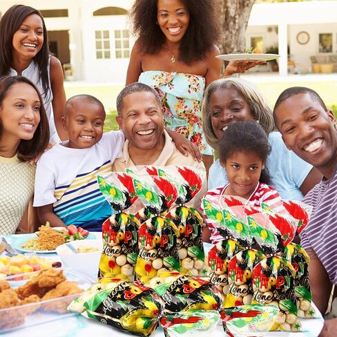 100 Pcs Juneteenth Party Cellophane Treat Bags Red Yellow Green Black Plastic Goody Gift Candy Bags with Silver Twist Ties for African Afro American Festival Celebration Happy Juneteenth Jamboree in Saudi Arabia