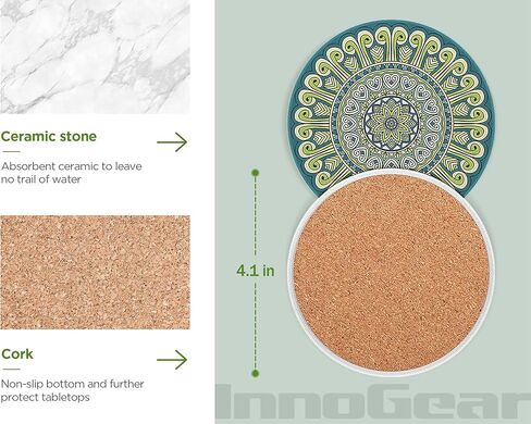 قواعد أكواب إنوجير للمشروبات من السيراميك الماص للقهوة، طاولة خشبية من الفلين مقاومة للحرارة وقابلة لإعادة الاستخدام، هدية لبار المطبخ في عيد الميلاد in Kuwait