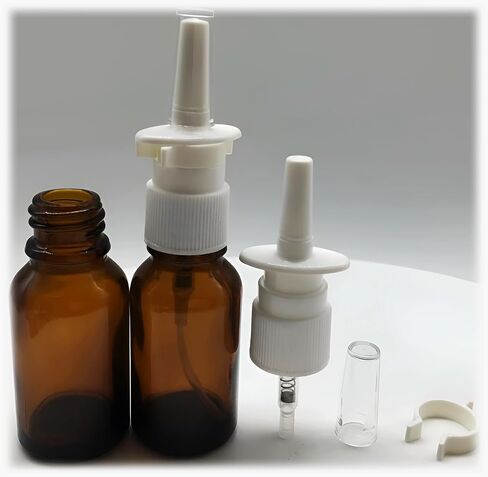 Amber Glass Empty Nasal Spray Bottle (2 - Pack) | Nose Spray Bottle | Refillable | Reusable | Travel Sized | Atomizer | Nasal Spray Rhinitis | 1 oz Nasal Sprayer (30ml) | for Saline Application in Saudi Arabia