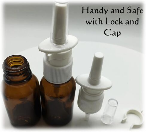 Amber Glass Empty Nasal Spray Bottle (2 - Pack) | Nose Spray Bottle | Refillable | Reusable | Travel Sized | Atomizer | Nasal Spray Rhinitis | 1 oz Nasal Sprayer (30ml) | for Saline Application in Saudi Arabia