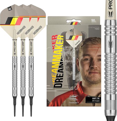 TARGET Darts Dimitri Van den Bergh Dream Maker G2 19G 90% Tungsten Soft Tip Darts Set | Pixel Tips, Professional Dart Sets in Saudi Arabia