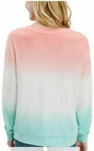 أكمام طويلة للسيدات من Splendid ذات صبغة حرارية (متوسطة، PEAC/Teal DİP DYE) in Saudi Arabia