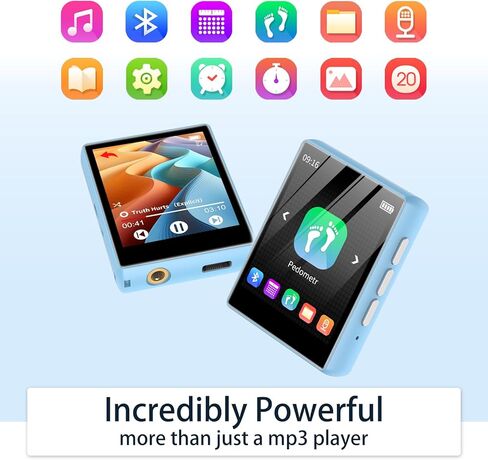 مشغل MP3 سعة 64 جيجابايت مع بلوتوث 5.3، شاشة لمس كاملة عالية الدقة، مشغل موسيقى رقمي محمول عالي الدقة بدون فقدان الصوت مع مكبر صوت، كتاب إلكتروني لتسجيل راديو FM، سجل، بحد أقصى 128 جيجابايت قابل للتوسيع in Saudi Arabia