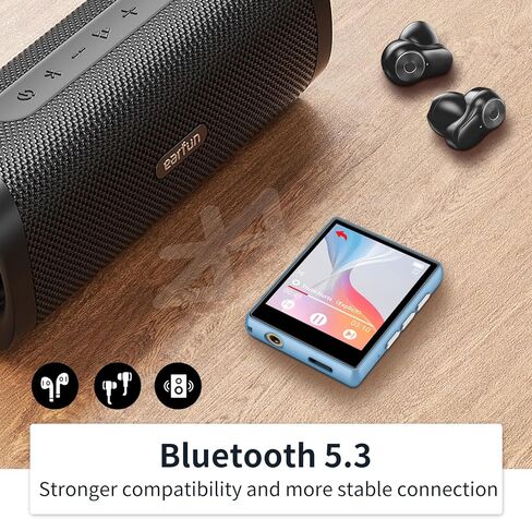 مشغل MP3 سعة 64 جيجابايت مع بلوتوث 5.3، شاشة لمس كاملة عالية الدقة، مشغل موسيقى رقمي محمول عالي الدقة بدون فقدان الصوت مع مكبر صوت، كتاب إلكتروني لتسجيل راديو FM، سجل، بحد أقصى 128 جيجابايت قابل للتوسيع in Saudi Arabia